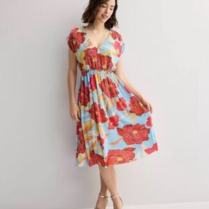 Plisse Hibiscus Midi Dress | NWT - Size XL